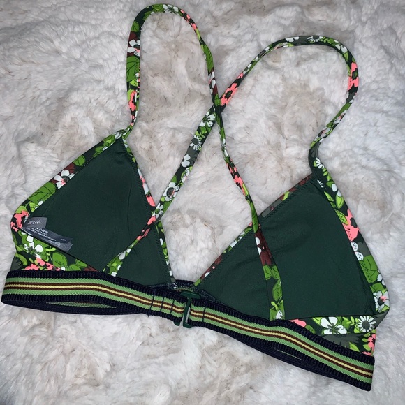 NWOT Aerie Green Floral Crossback Bikini Top - Picture 3 of 6